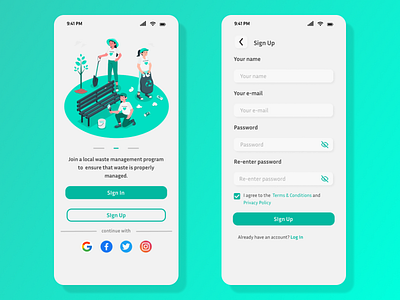Sign Up Waste Manage App #DailyUI