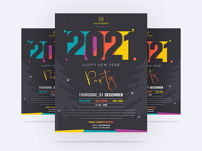Free 2021 New Year Flyer Template 2021 2021 party flyer 2121 new year flyer design flyer flyer design flyer template free freebies happy new year flyer new year flyer party flyer design