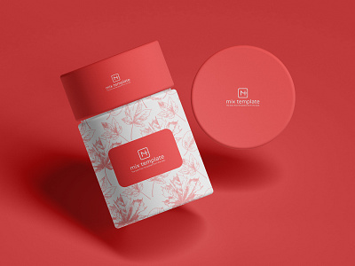 Free Round Packaging Paper Tube Box Mockup Template