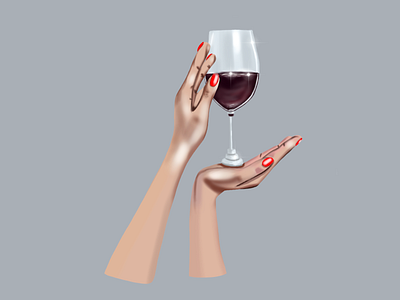 Glass of wine 2d design illustration procreate wine glass