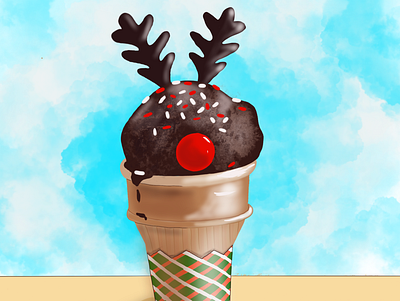 Christmas ice cream 2d art postcard design graphic design illustration procreate