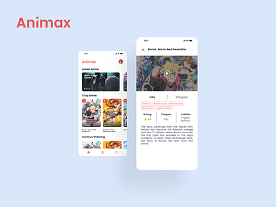 Animax - Anime Streaming Apps anime app design figma mobile app mobile ui streaming ui