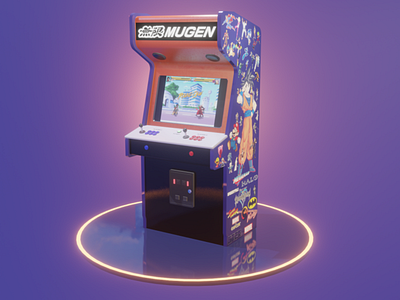 Mugen Arcade Machine 3d 3d art 3d modeling 3d render anime arcade arcade game arcade machine blender blender3d cyberpunk design diorama gaming joystick nostalgia retro video games
