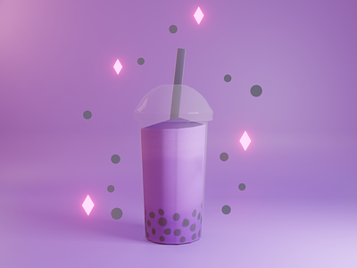 Taro Bubble Tea 3d art b3d blender blender 3d boba tea bubble tea cup drink food and drink food art purple taro