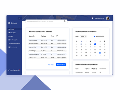 IT department manager system UI concept