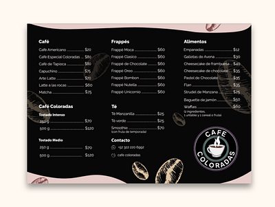 Menu design Café Coloradas branding graphic design