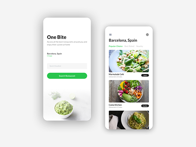One Bite - Food Delivery App app delivery design flat food ios minimal sketch ui