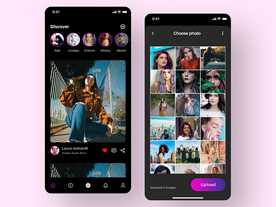 Social media app homepage and gallery adobe xd android app app design app designer behance design dribbble figma gallery graphic design homepage ios mobile app ui social ui user experience userinterface