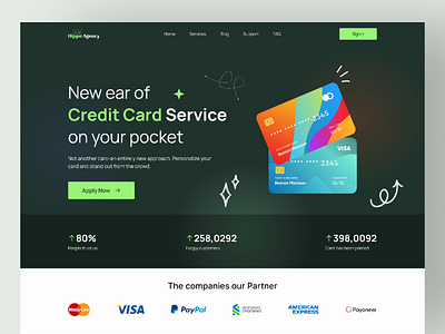 Credit card service provider landing page
