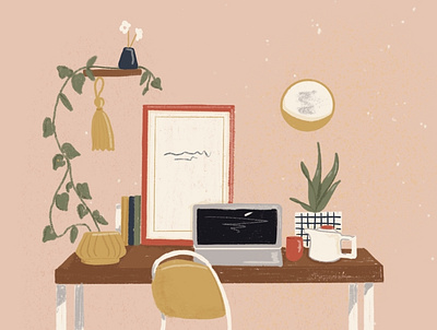 Dream desk artwork editorial illustration illustration illustrator isolation workspace