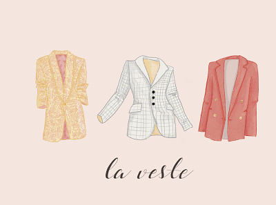 La Veste / thank you card design editorial illustration french illustration illustration art thank you card