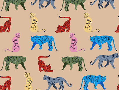 Tigers oh my 1 illustration illustration design illustrator pattern surface design tiger tiger design tiger illustration tiger pattern