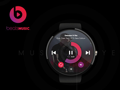 Beats Music Watch Player Concept android app beats cool dark flat interaction interface music samsung watch wear