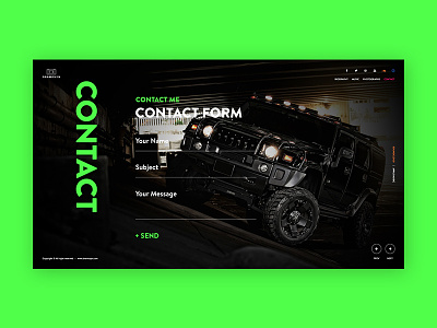 Dramosyn - Contact Page Design asymmetric black contact dark different fullscreen gui lime page trend ui ux