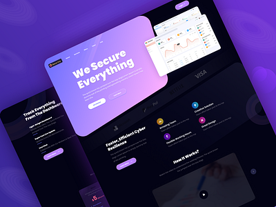 Security Landing Page Design with Figma (Dark) adobe xd dark ui figma landing page landing page design ui user experience user interface web