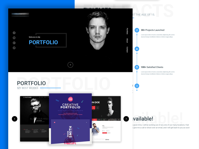 single page portfolio website design