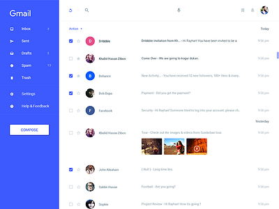 Gmail Redesign blue clean design experience gmail inbox interface redesign ui user ux web