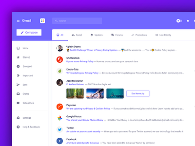 Freebie-Gmail Redesign Adobe Xd