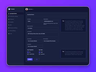 Dark Dashboard (Adobe XD) App Specifications (Input fields) adobe xd dark mode dark theme dark ui dashboard app dashboard design dashboard ui ui uiux user experience user interface ux