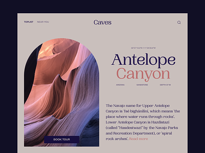 Caves 001 app design article page caves dailychallenge dailydesignchallenge dailyui dailyuichallenge minimal minimalistic photography ppf product page typography unsplash web website website design