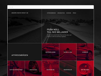 Anders Hedin Invest black grid landing minimalism red splash unsplash web website wordpress
