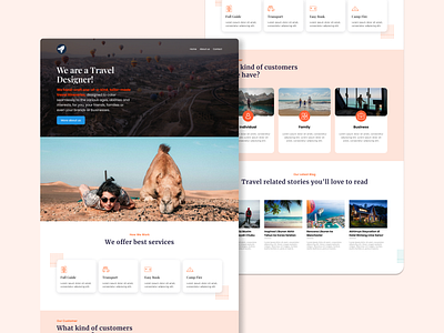 Travel Landing Page animation application branding design designer graphic design illustration landing page ui uiux ux website