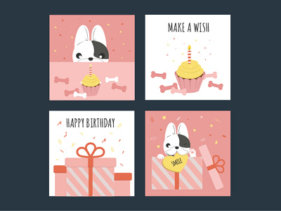 Simple animal birthday card collection