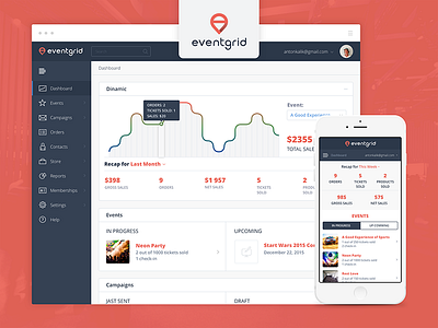 Eventgrid UI/UX Dashboard chart dashboard design financial icon interface social statistic ui user experience ux web