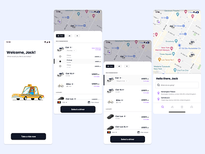 Riding app - mobile design android animation car design design system driver ios location map mobile mobile design product design ride ui ui design user experience user interaction