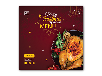 Christmas Restaurant offer Menu | Christmas Social Offer ad branding christmas christmas card graphic design illustration social media banner