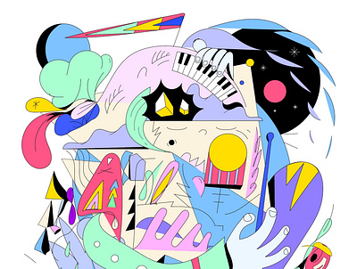 Ewonee Album Design colorful fun illustration music wild