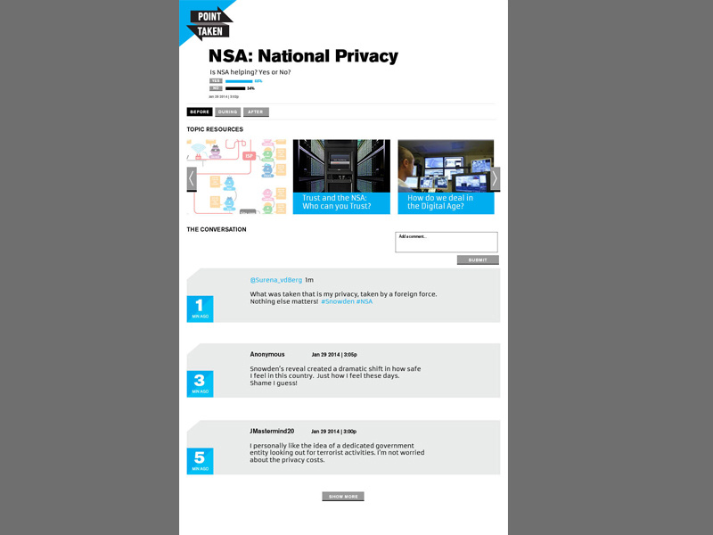 Point Taken Homepage nsa web tv social