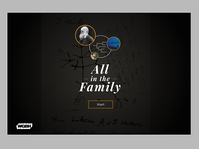 All In The Family Evolution Game landing screen education interactive ui web
