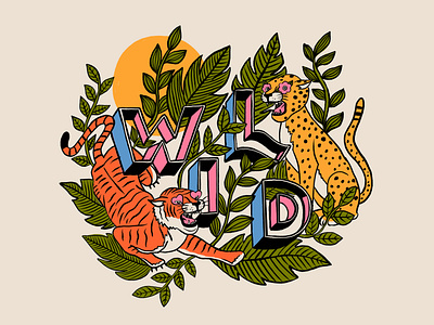 Wild animals cheetah hand lettering illustration lettering tiger typography wild