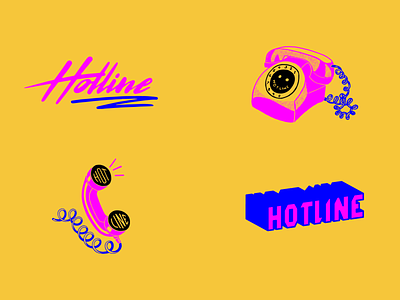 Hotline Icon Set 80s 80s style cord hotline icons logo neon phone retro