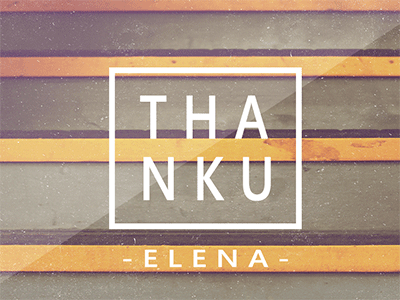 Thanks Elena! debut invite newbie photo thank you thanks type typography