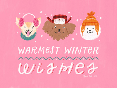 Warmest wishes christmas dog greeting greeting card illustration lettering winter