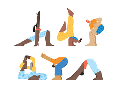 yogis & yoginis character flat illustration illustration people illustration vector yoga