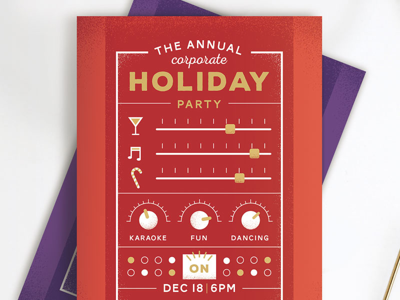 Party Switchboard typography christmas funny fun new year party holiday postcard invite