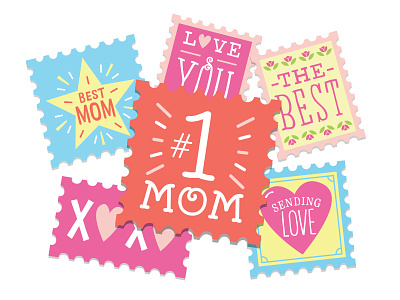 Stamps for Mom ecard hallmark illustration love mom mothers day postcard stamp