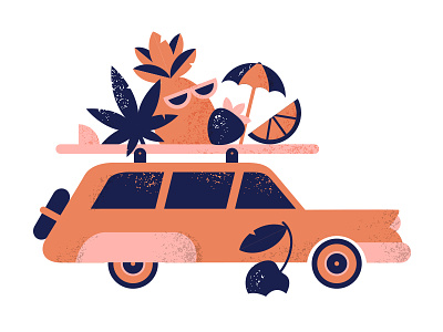 Beach Car california cannabis car fruit illustration summer texture