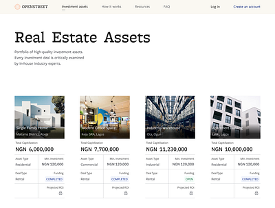 Real Estate Investment Platform cards interface design platform design visual design website design