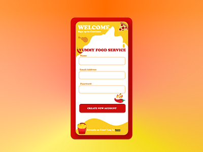 Sign up Form dailyui dailyui 001 dailyuichallenge food app mobile app signupform ui