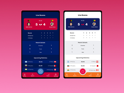 ScoreBoard Screen app championship design game gradient live mobile scoreboard screen sports app tabletennis ui