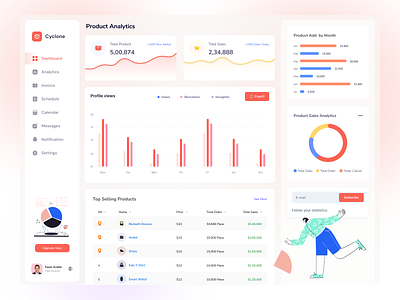 Cyclone - Analytic Dashboard 2022 analytics chart clean creative creative design dashboad design graph illustration landing page minimal ui uiux ux