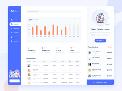 Fairflow - Ecommerce Dashboard business buy creative dailyui dashboad dashboard dashboard ui digital marketing agency ecommerce ecommerce dashboard product product sale profile sale ui ux