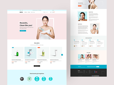 Rovectin - Cosmetic eCommerce Website clean cosmetic cosmetic e commerce cosmetics creative creative design design ecommerce ecommerece website landing page minimal modern redesign rovectin ui uiux ux website