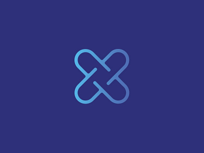 X blue icon letter logo minimal rounded x