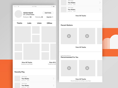 Soundcloud app / Redesign / Wireframe app design feature graphic design ios product design redesign ui ux web web design wireframe