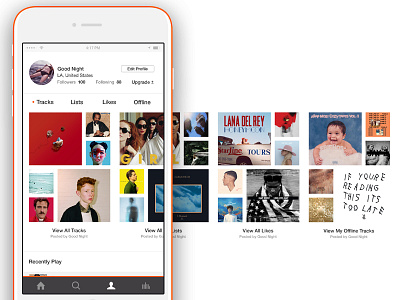 Soundcloud Redesign | Visual app graphic design mockup music product design prototype simple ui ux visual web wireframe